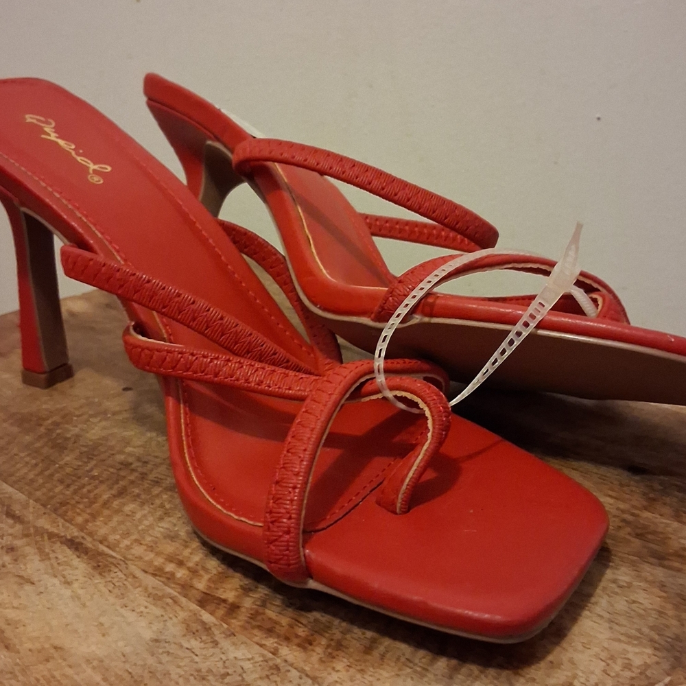 Qupid Red Strappy Heels